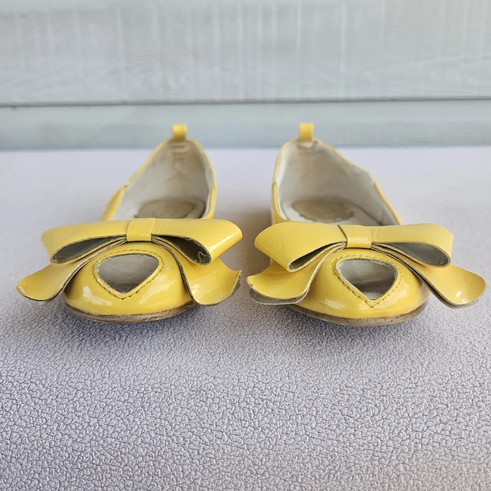 Joyfolie Lyra Yellow Peep Toe Bow Flat Girl Youth SZ 1 Spring Formal Dress